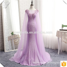 Stunning Beads Appliqued Purple Mermaid Wedding Dress Arabic Lady Long Train Bridal Gown 2017